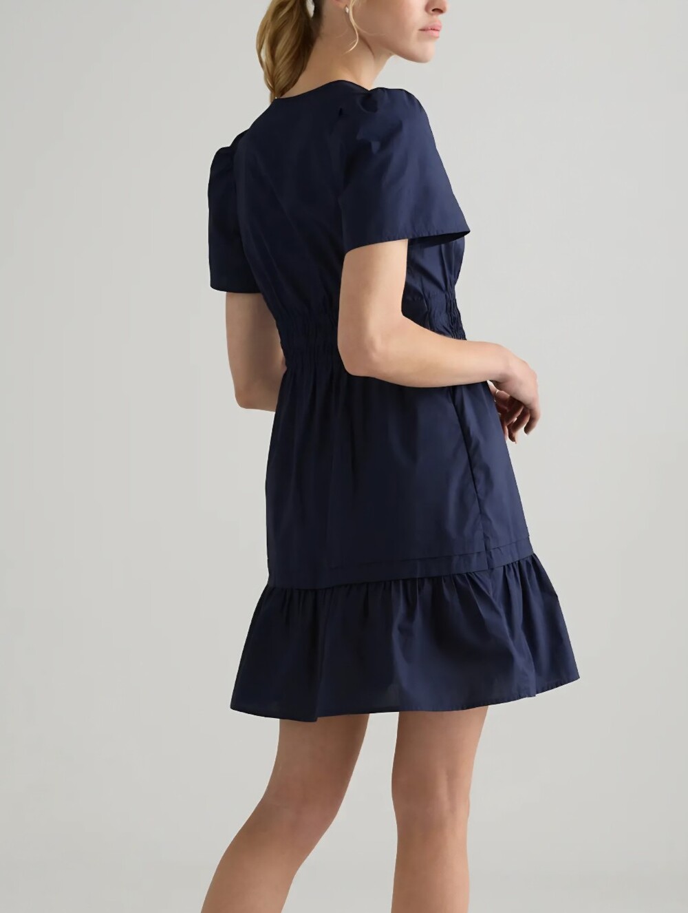 Quince NWT Navy Smocked Waist Mini Dress Size Small